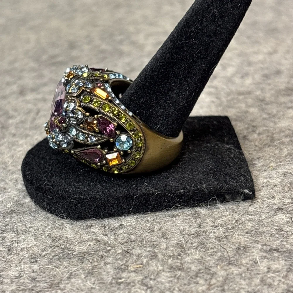 Heidi Daus Multi Color Crystal Damselfly Ring size 7 NIB
